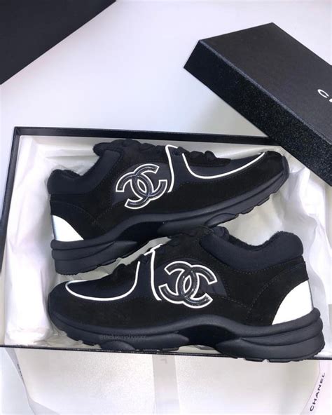 black chanel sneakers 2020|Chanel black sneakers reflective.